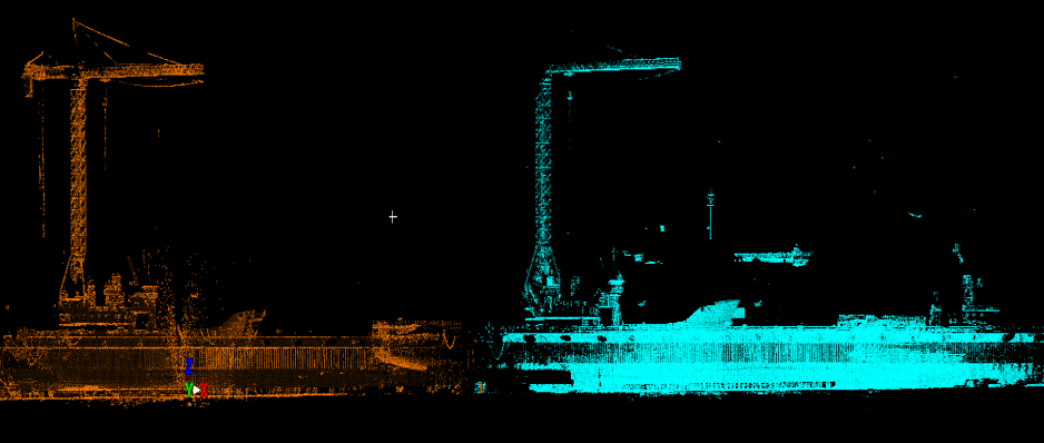 Recalage de deux nuages de points 3D d'une coque de navire
