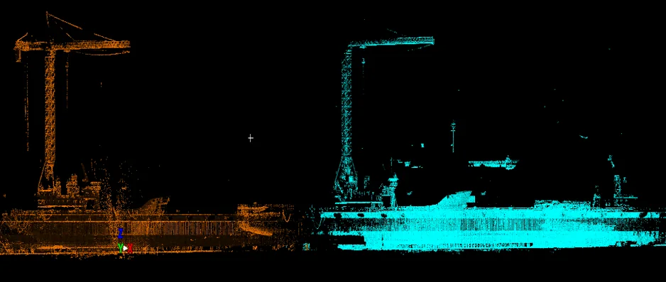 Recalage de deux nuages de points 3D d'une coque de navire